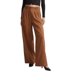 NWT Madewell Harlow Wide-Leg Twill Pants 00 Brown Linen Blend High Rise